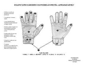 guanto tattico leggero con fodera in spectra antitaglio